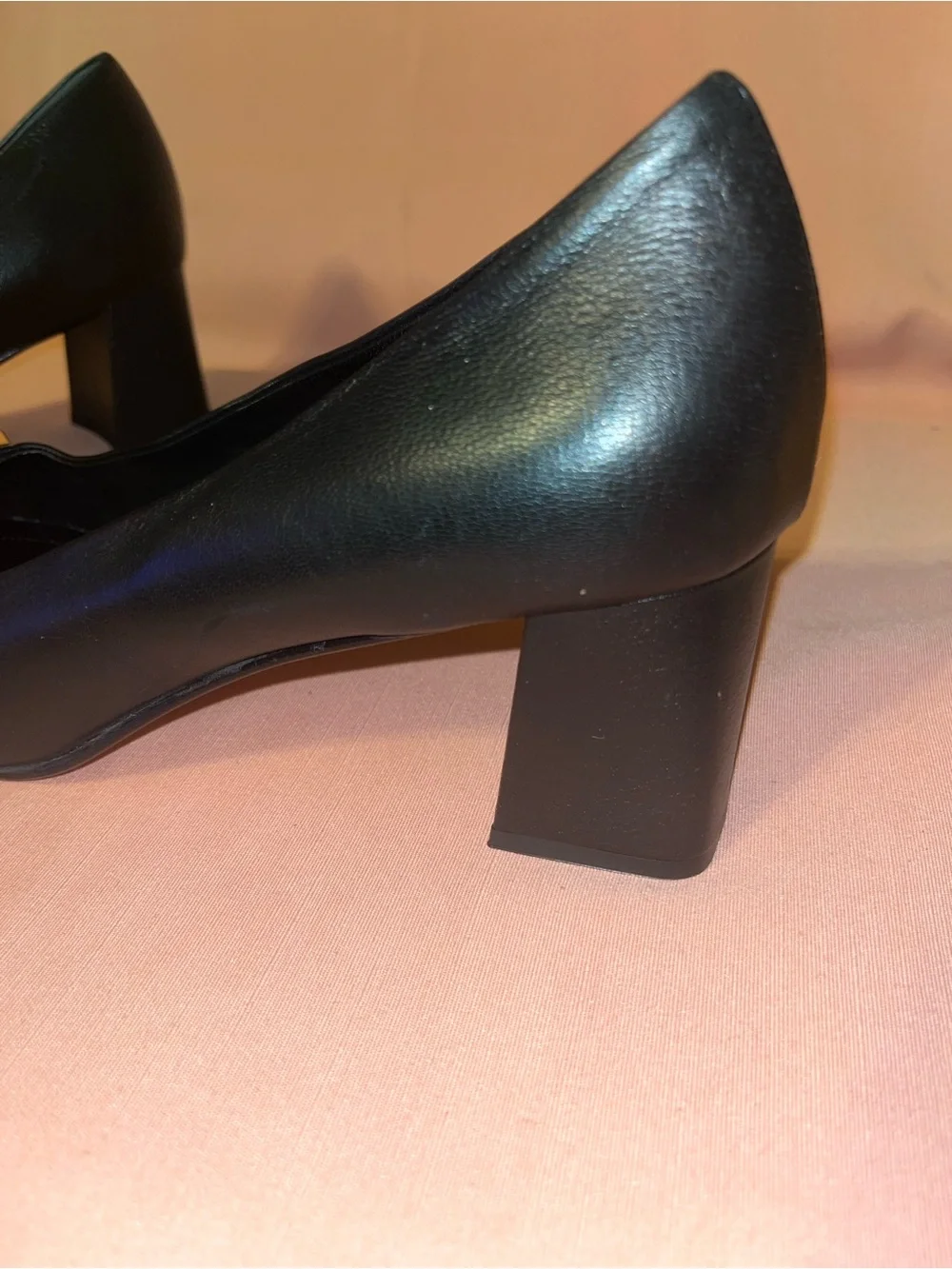 Napoleoni Black Women's leather Square-Toe Flats with Gold Studded Buckle Accent